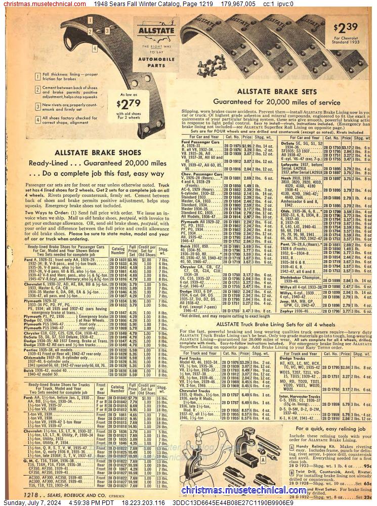 1948 Sears Fall Winter Catalog, Page 1219