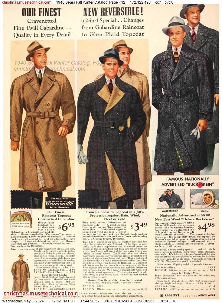 1940 Sears Fall Winter Catalog, Page 412