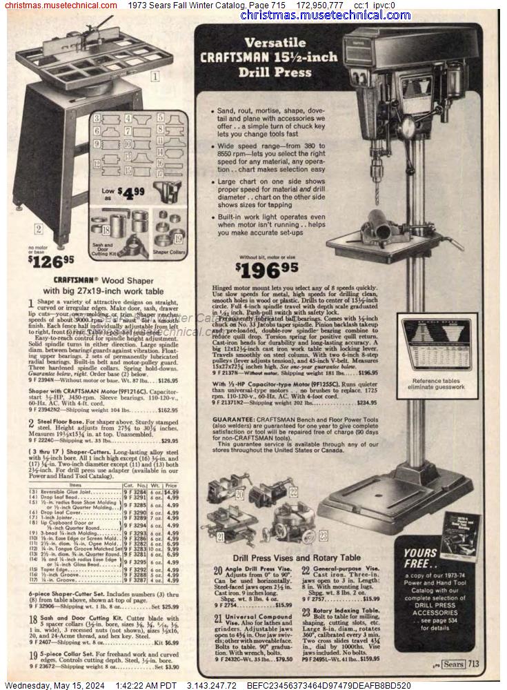 1973 Sears Fall Winter Catalog, Page 715