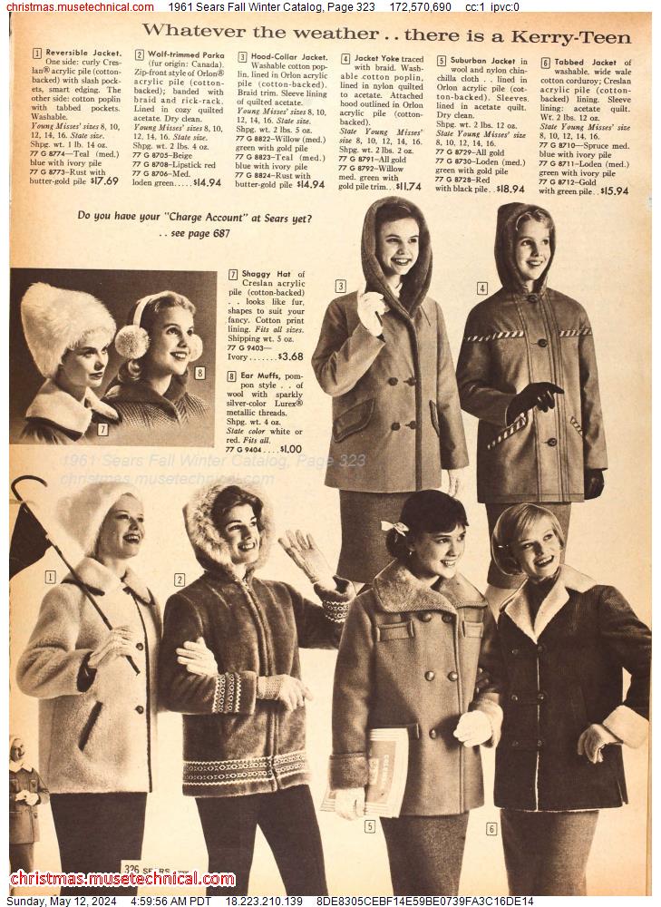1961 Sears Fall Winter Catalog, Page 323