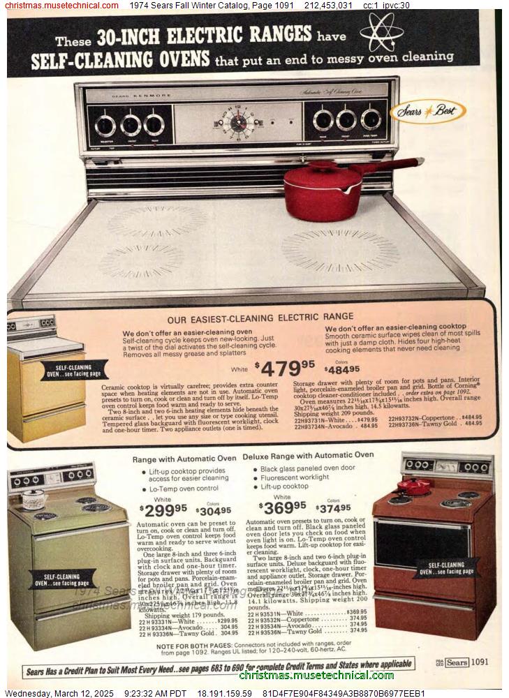 1974 Sears Fall Winter Catalog, Page 1091