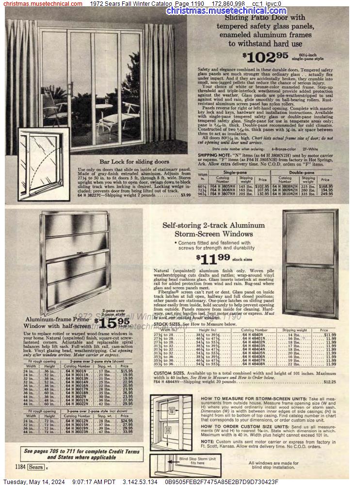 1972 Sears Fall Winter Catalog, Page 1190