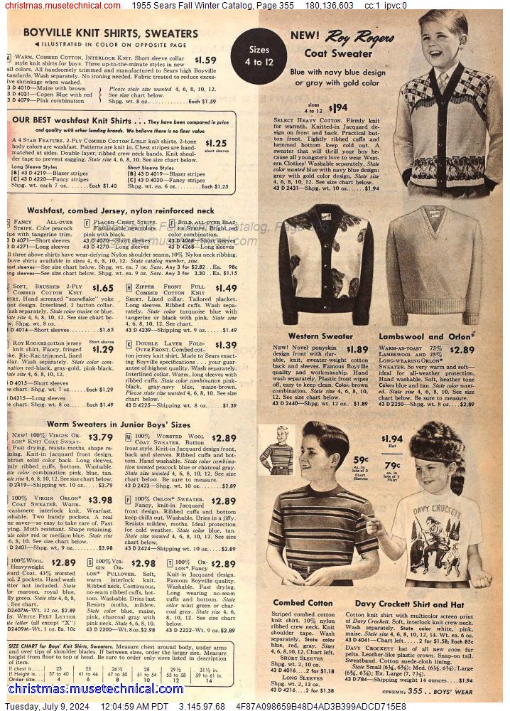 1955 Sears Fall Winter Catalog, Page 355