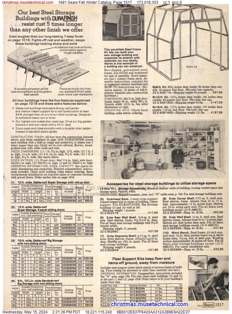 1981 Sears Fall Winter Catalog, Page 1017