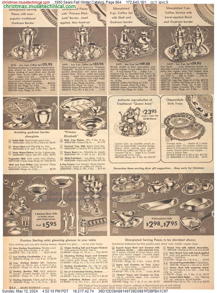 1950 Sears Fall Winter Catalog, Page 864