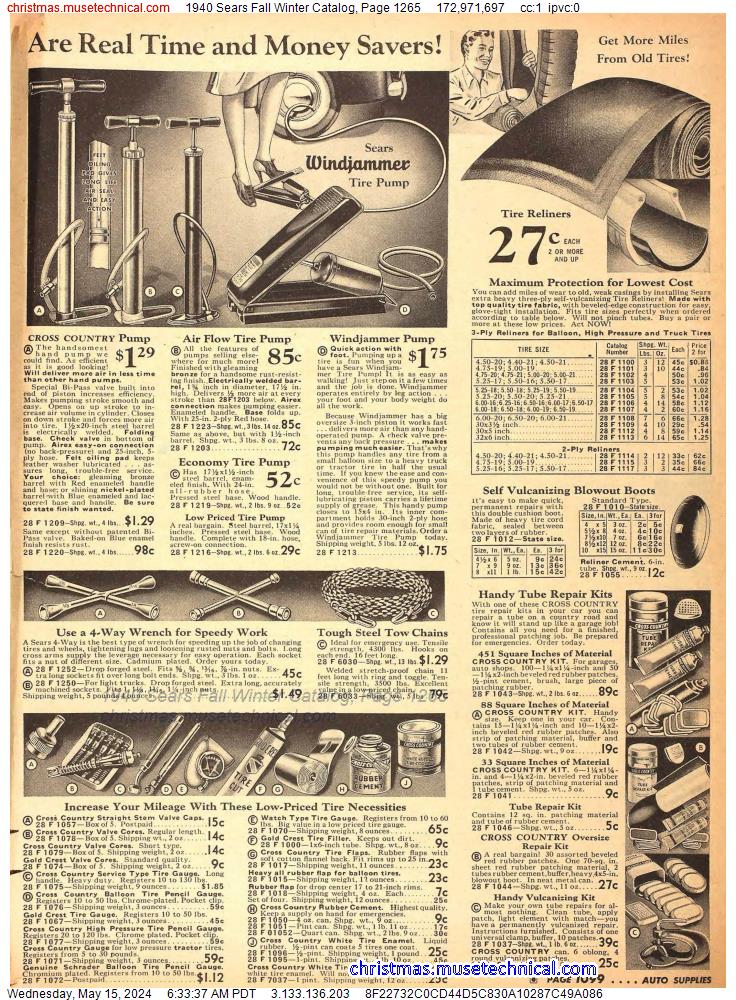 1940 Sears Fall Winter Catalog, Page 1265