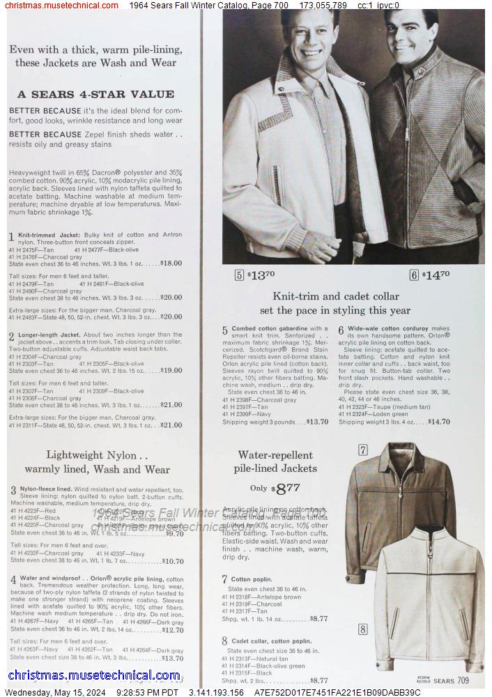 1964 Sears Fall Winter Catalog, Page 700