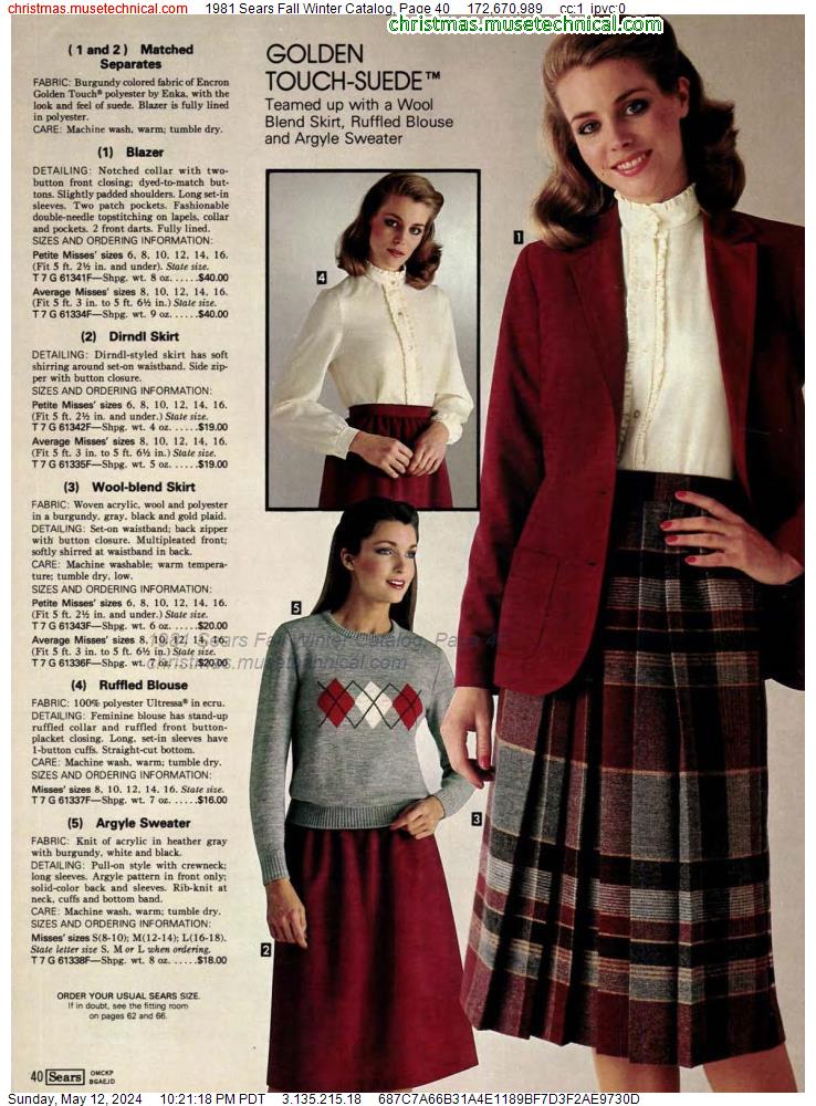 1981 Sears Fall Winter Catalog, Page 40