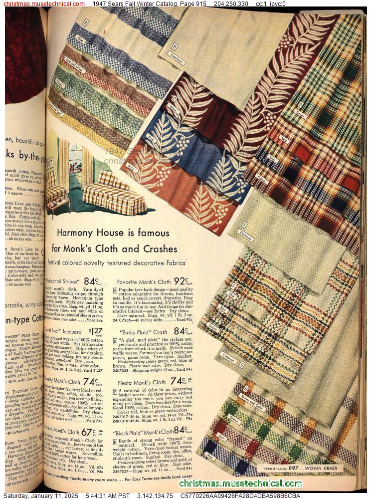 1947 Sears Fall Winter Catalog, Page 915