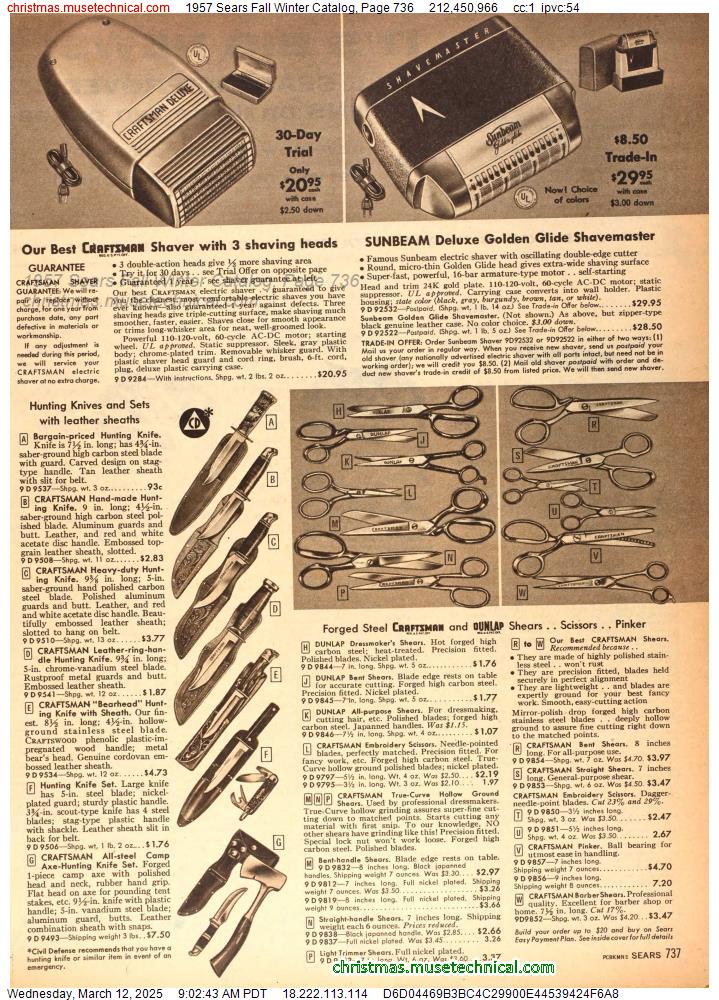 1957 Sears Fall Winter Catalog, Page 736