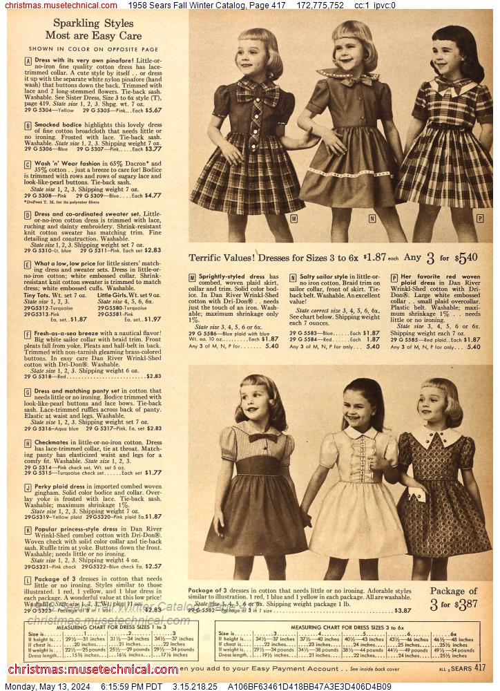 1958 Sears Fall Winter Catalog, Page 417