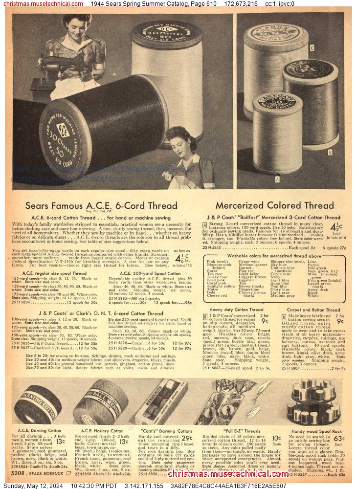 1944 Sears Spring Summer Catalog, Page 610