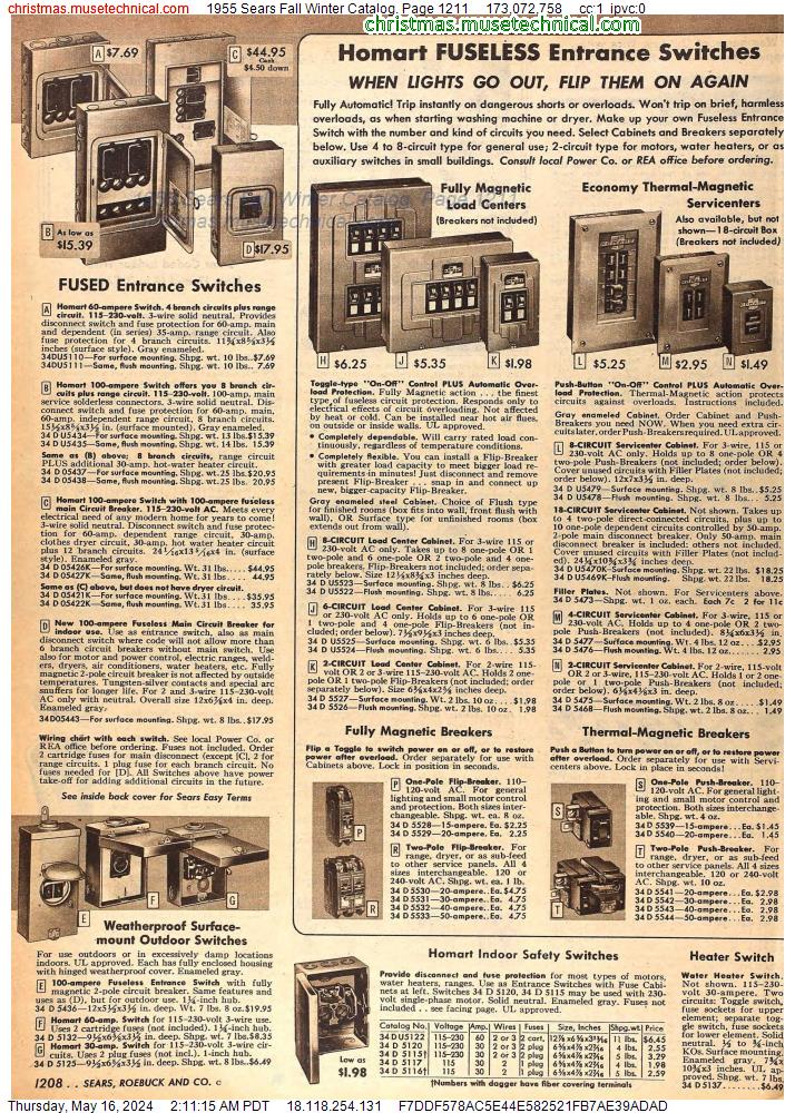 1955 Sears Fall Winter Catalog, Page 1211