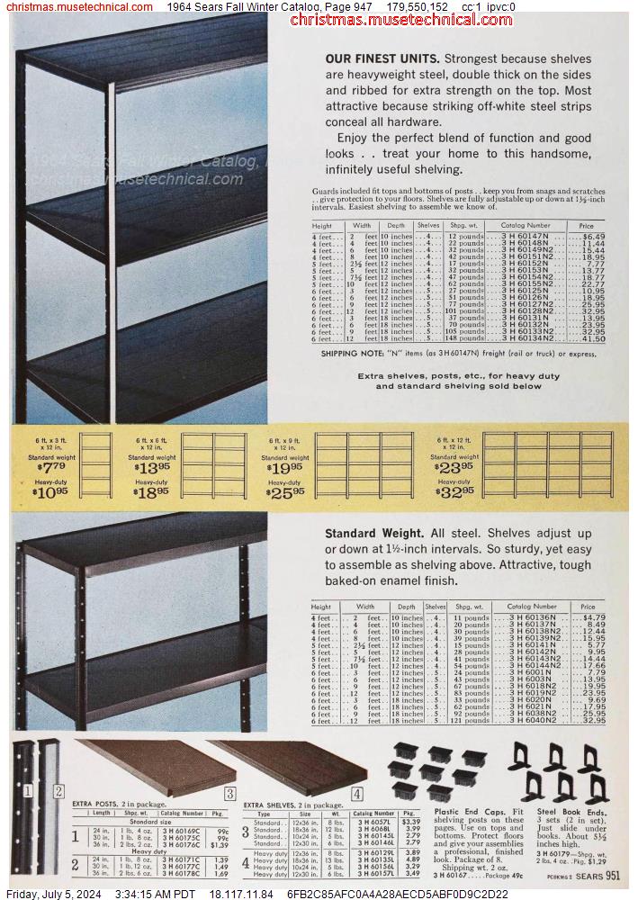 1964 Sears Fall Winter Catalog, Page 947