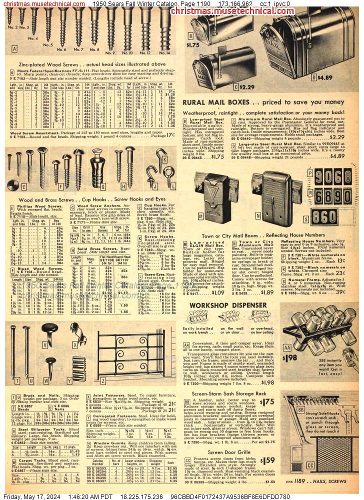 1950 Sears Fall Winter Catalog, Page 1190