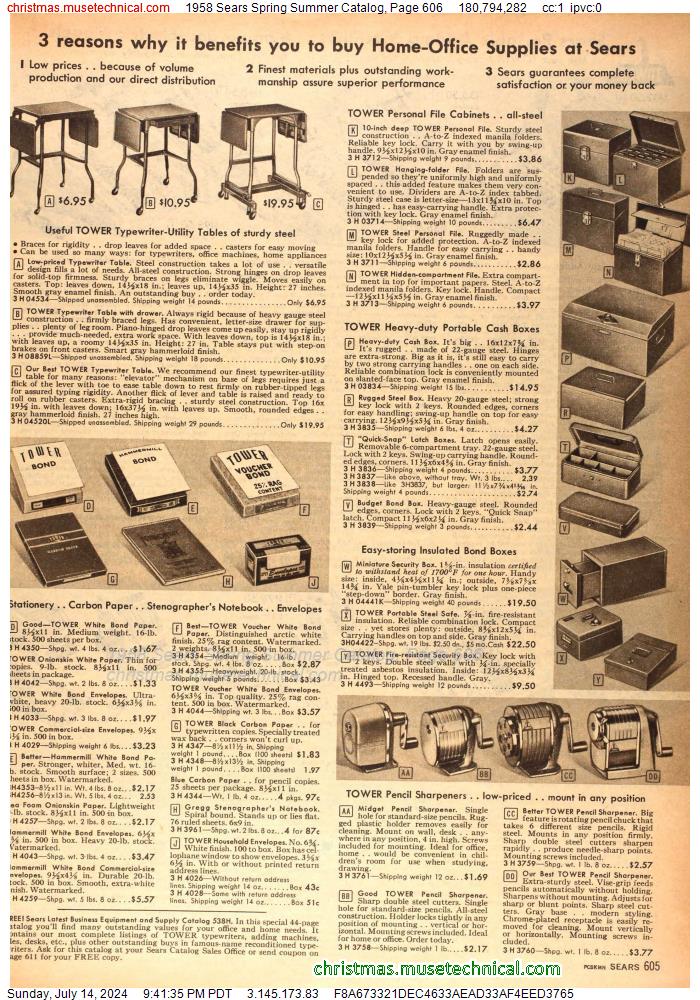1958 Sears Spring Summer Catalog, Page 606