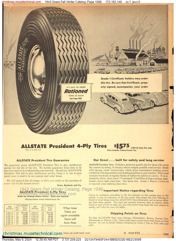 1943 Sears Fall Winter Catalog, Page 1086