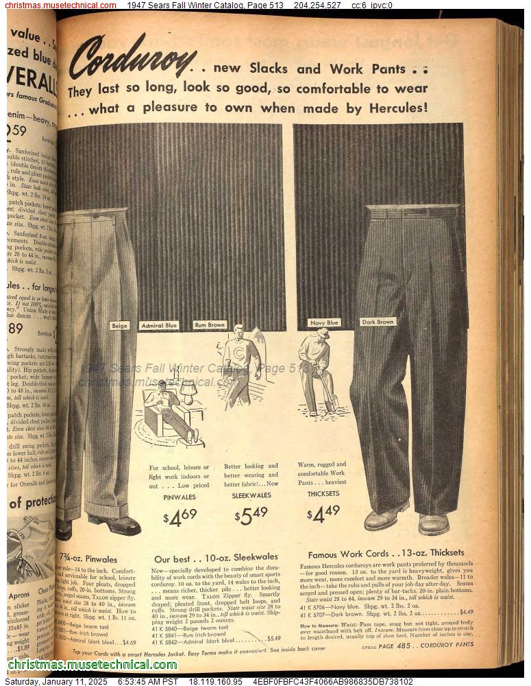 1947 Sears Fall Winter Catalog, Page 513