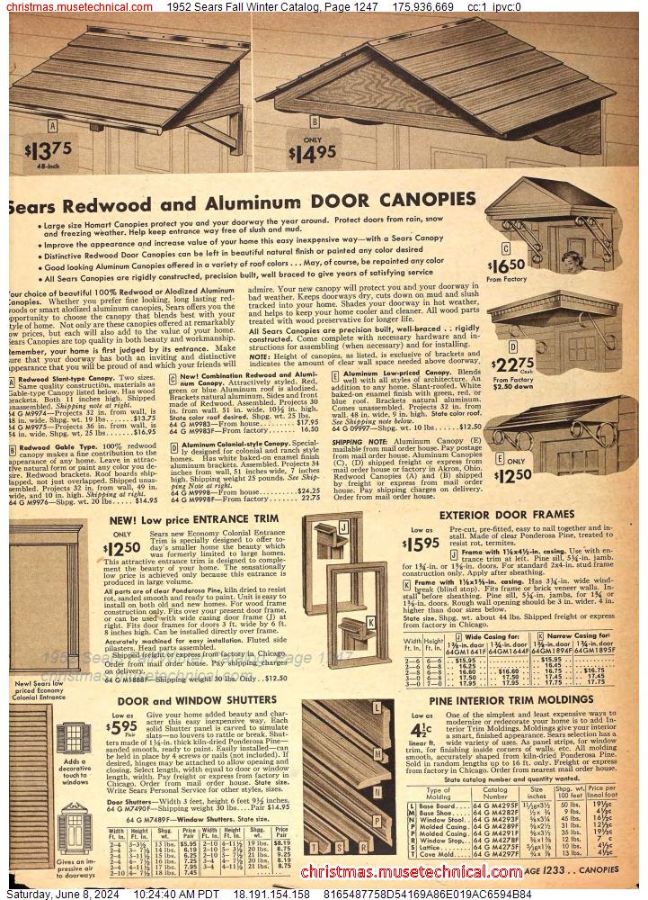 1952 Sears Fall Winter Catalog, Page 1247