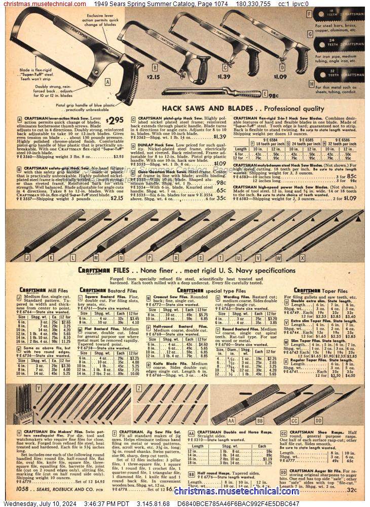1949 Sears Spring Summer Catalog, Page 1074