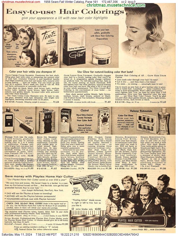 1956 Sears Fall Winter Catalog, Page 181