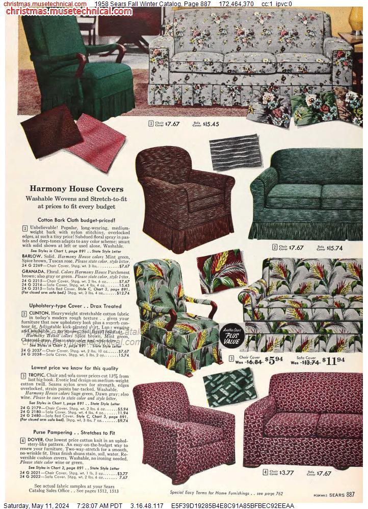 1958 Sears Fall Winter Catalog, Page 887