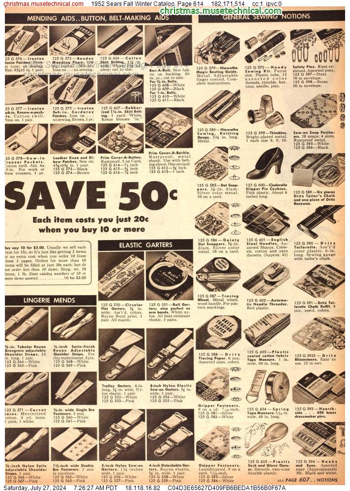 1952 Sears Fall Winter Catalog, Page 614