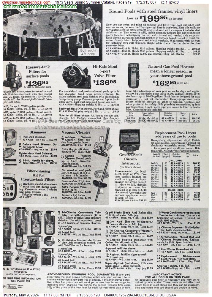 1973 Sears Spring Summer Catalog, Page 919
