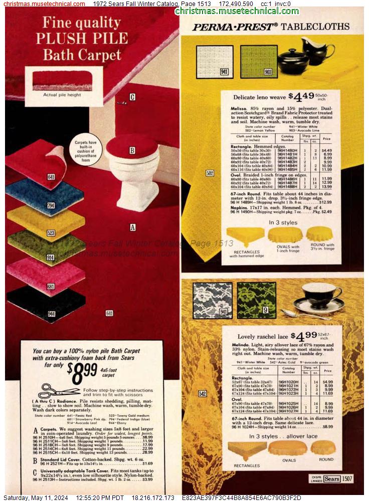 1972 Sears Fall Winter Catalog, Page 1513