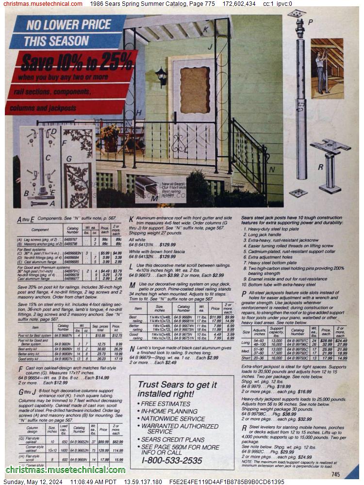 1986 Sears Spring Summer Catalog, Page 775