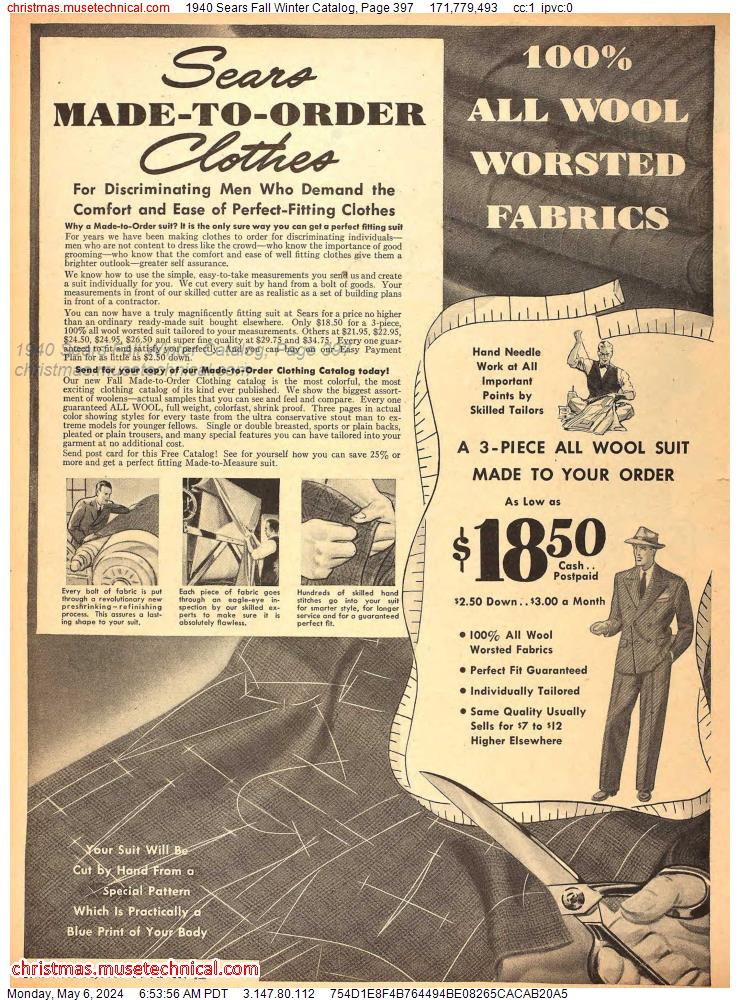 1940 Sears Fall Winter Catalog, Page 397