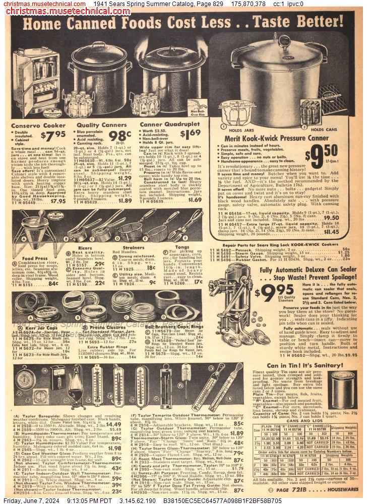 1941 Sears Spring Summer Catalog, Page 829