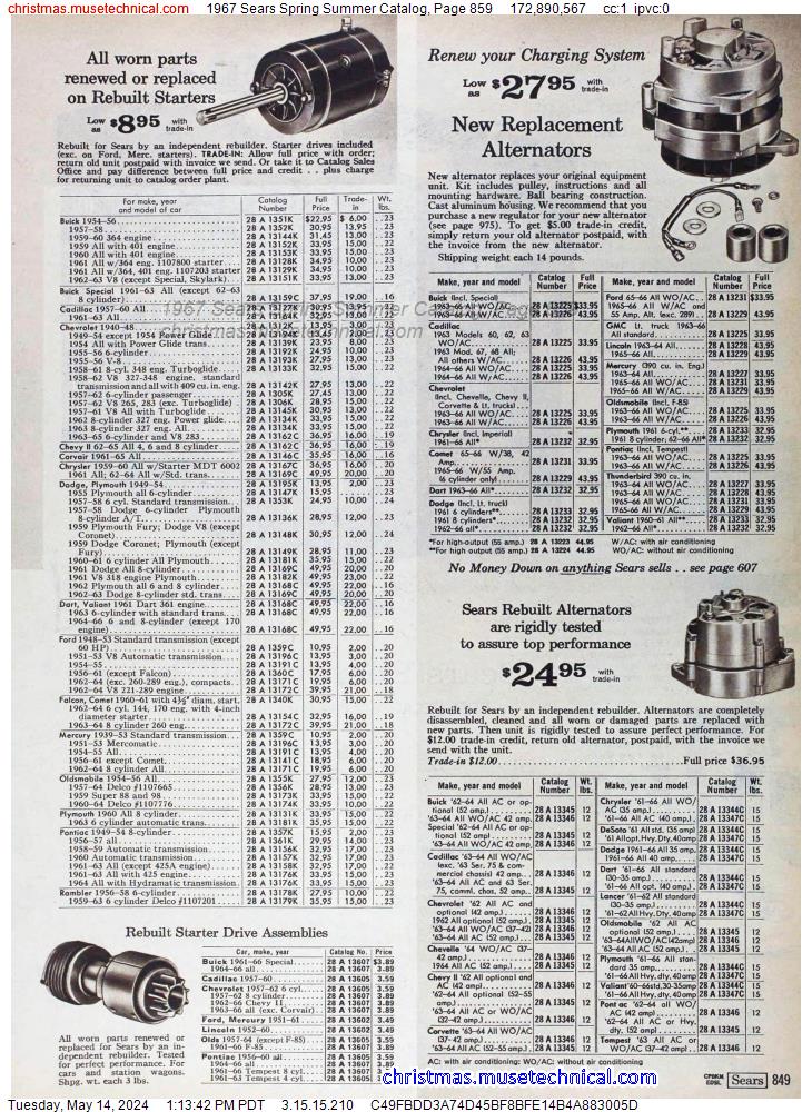 1967 Sears Spring Summer Catalog, Page 859