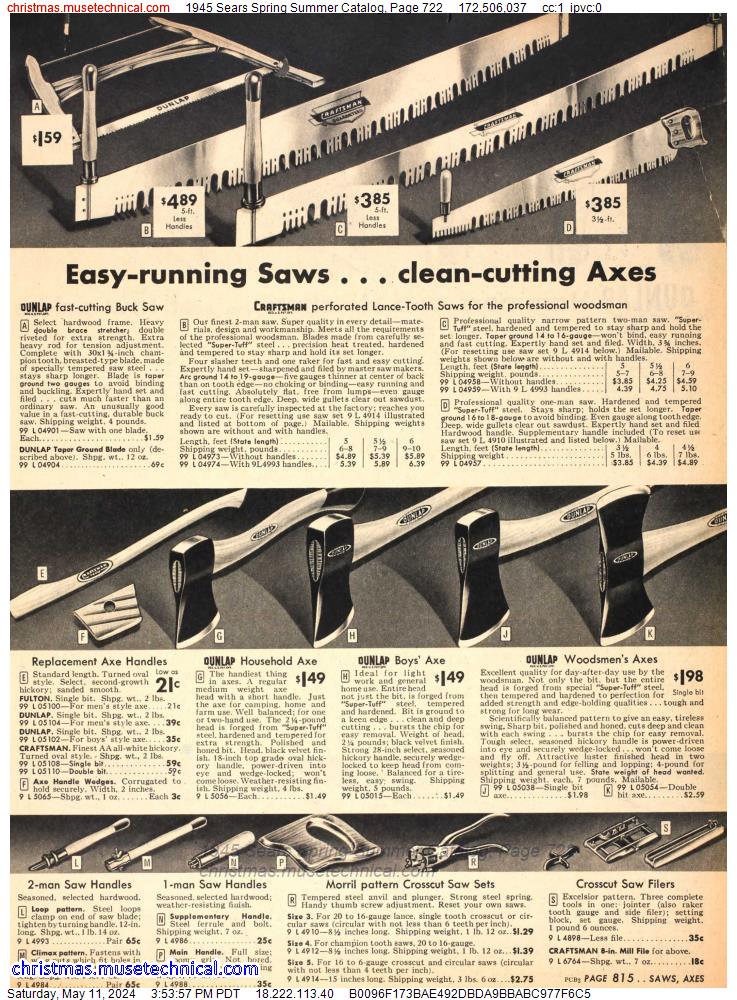 1945 Sears Spring Summer Catalog, Page 722