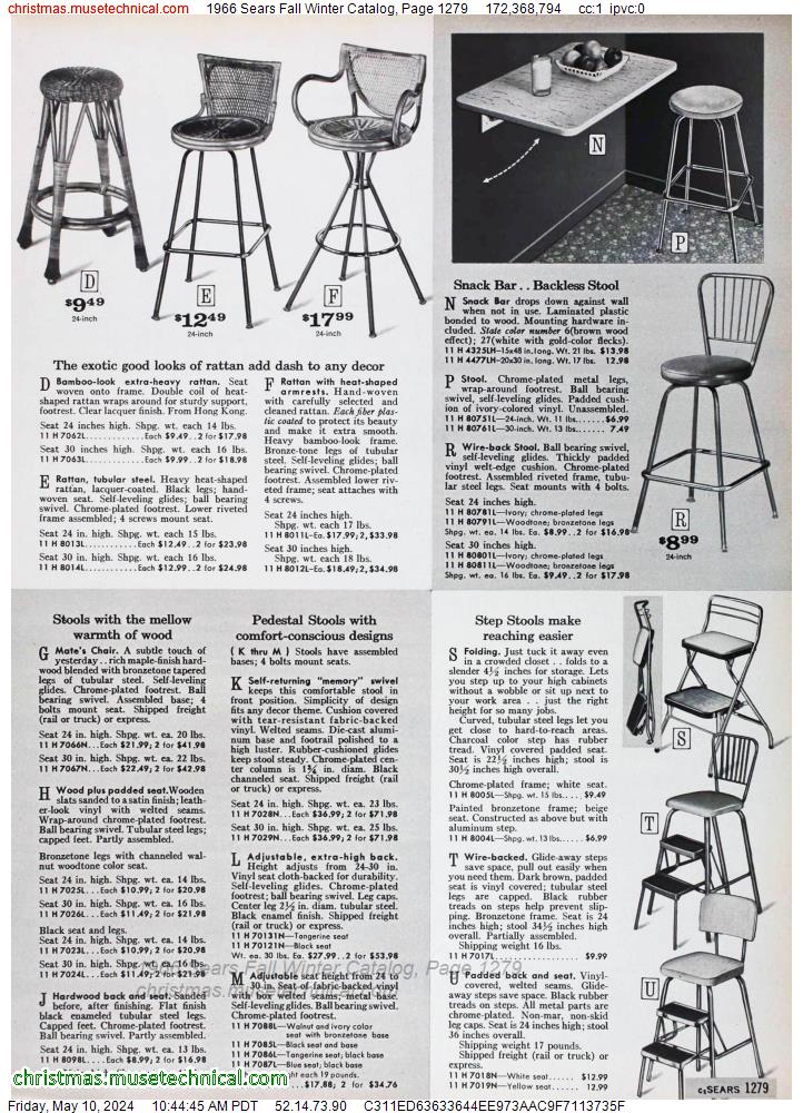 1966 Sears Fall Winter Catalog, Page 1279