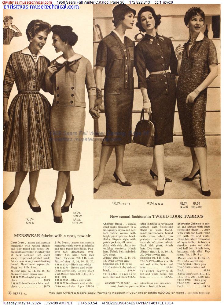 1958 Sears Fall Winter Catalog, Page 36