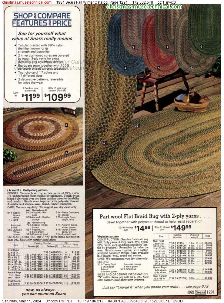 1981 Sears Fall Winter Catalog, Page 1291