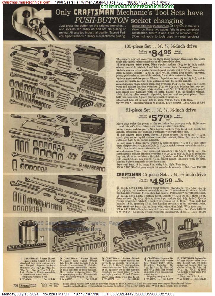 1968 Sears Fall Winter Catalog, Page 706
