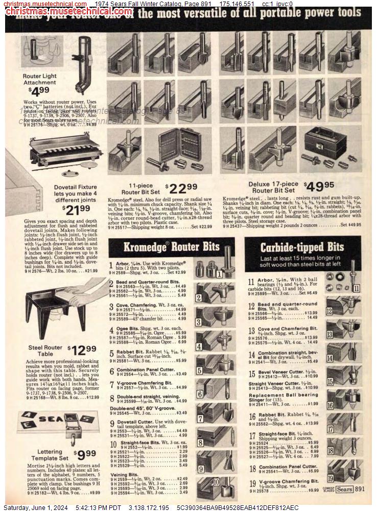 1974 Sears Fall Winter Catalog, Page 891