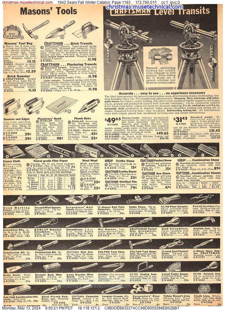1942 Sears Fall Winter Catalog, Page 1183