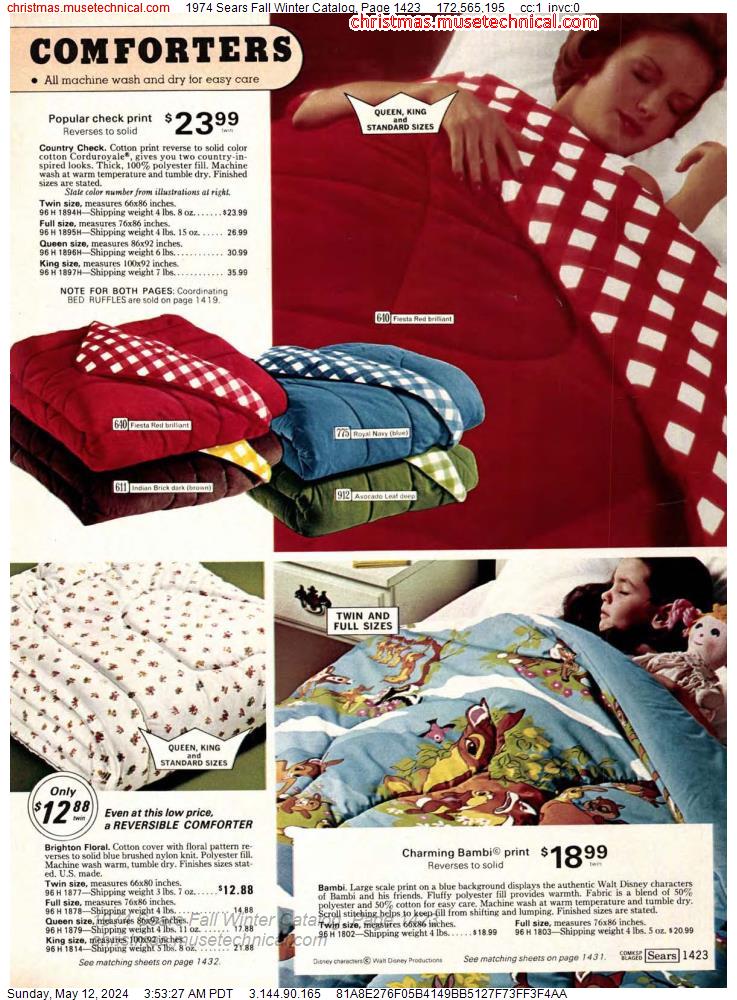 1974 Sears Fall Winter Catalog, Page 1423