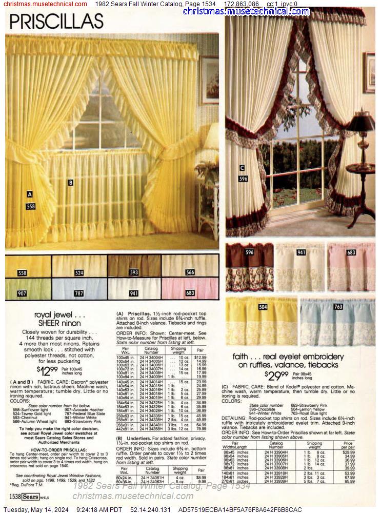 1982 Sears Fall Winter Catalog, Page 1534