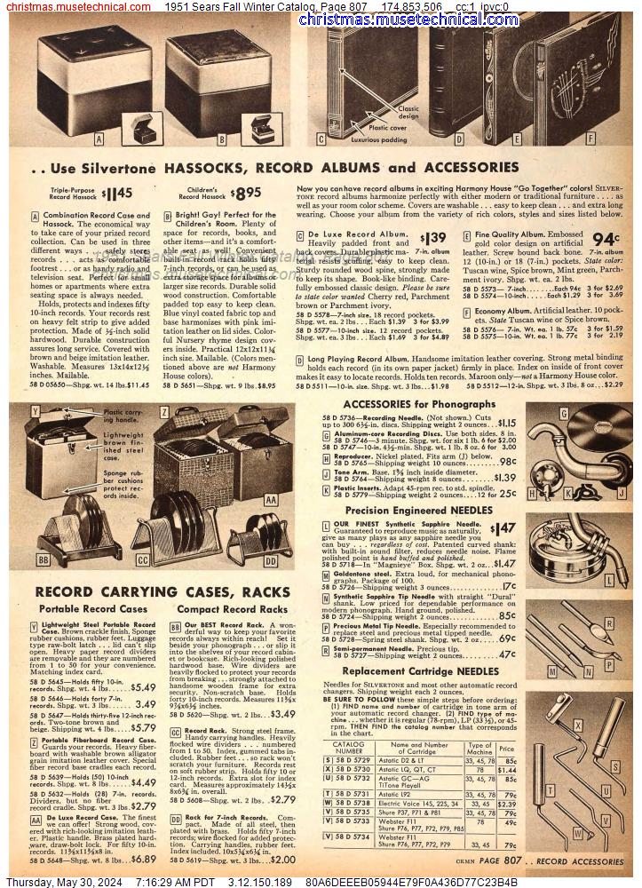 1951 Sears Fall Winter Catalog, Page 807