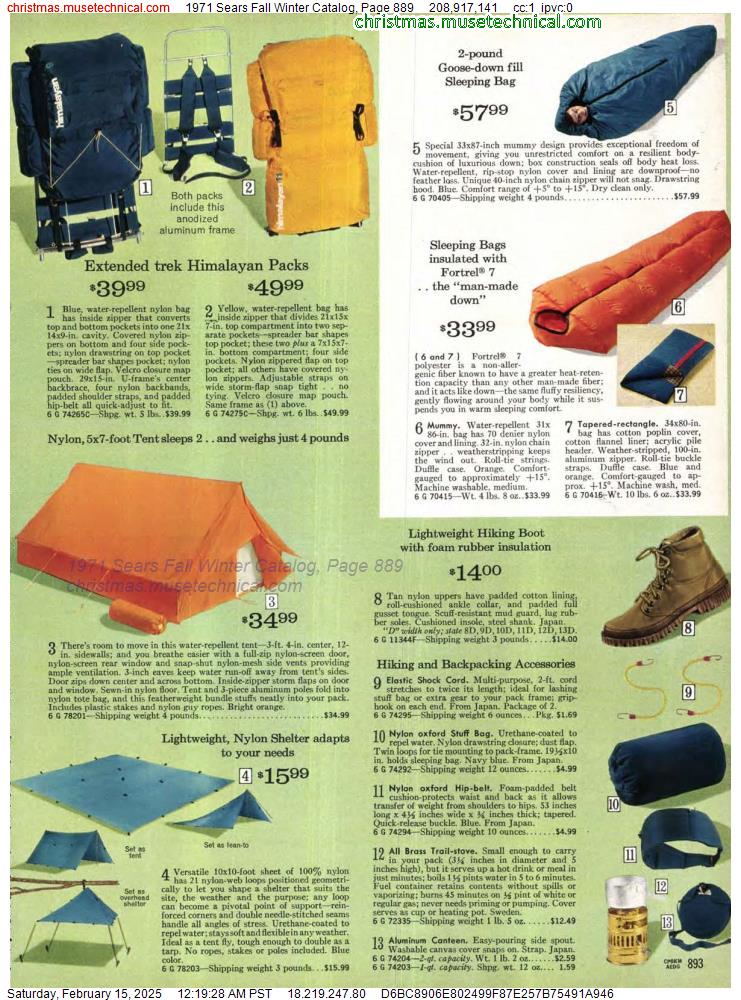 1971 Sears Fall Winter Catalog, Page 889