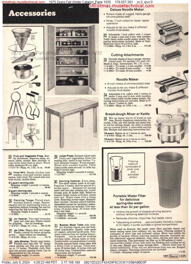 1975 Sears Fall Winter Catalog, Page 1035