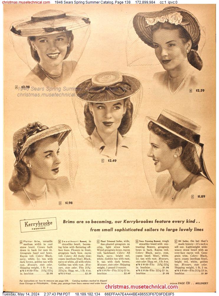 1946 Sears Spring Summer Catalog, Page 138