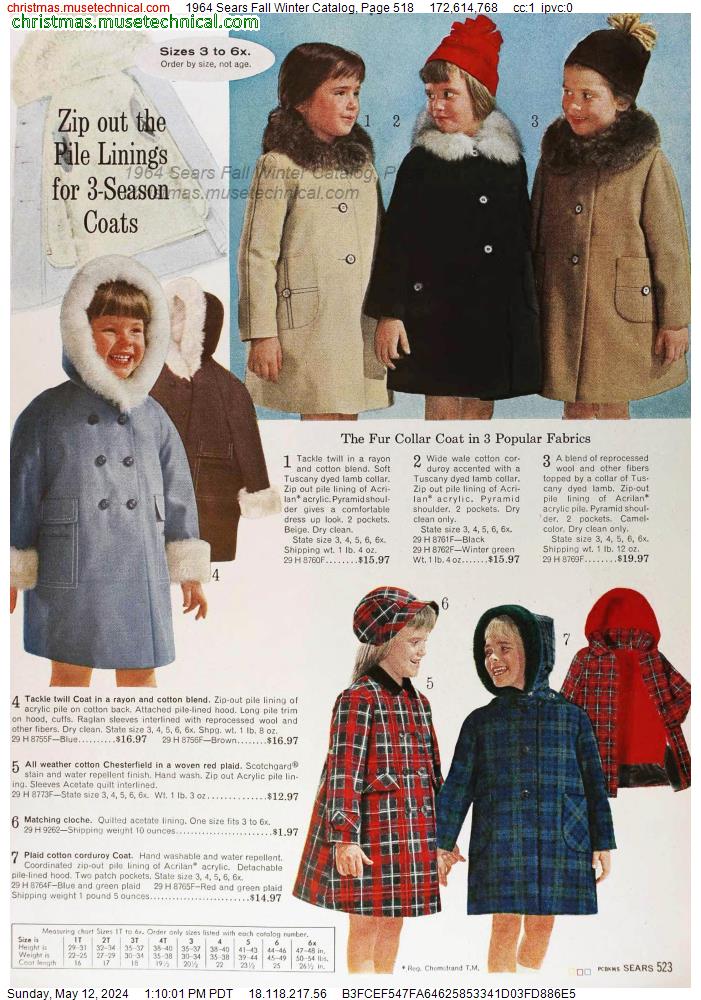 1964 Sears Fall Winter Catalog, Page 518