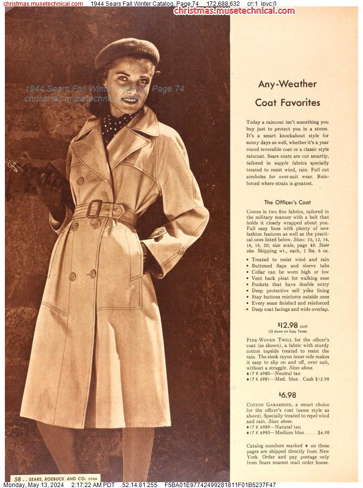 1944 Sears Fall Winter Catalog, Page 74