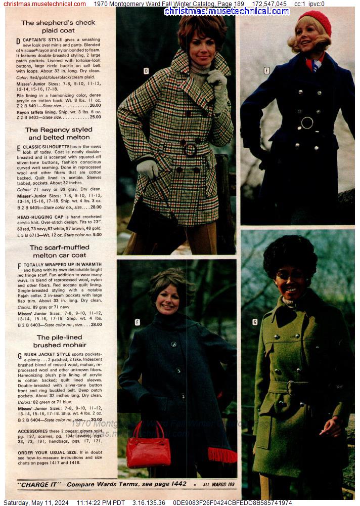 1970 Montgomery Ward Fall Winter Catalog, Page 189