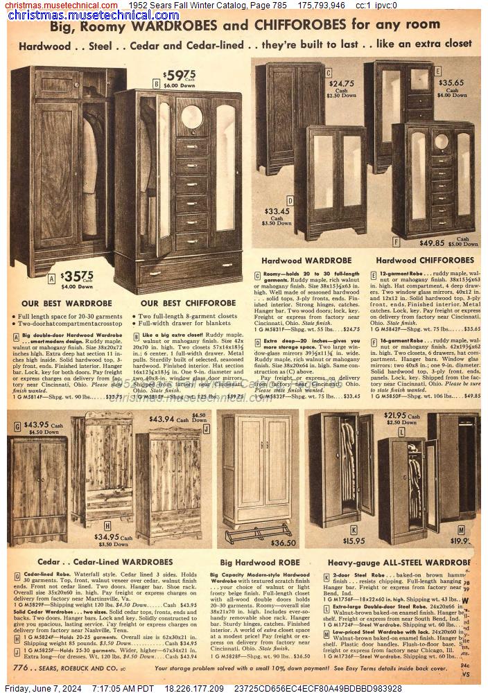 1952 Sears Fall Winter Catalog, Page 785